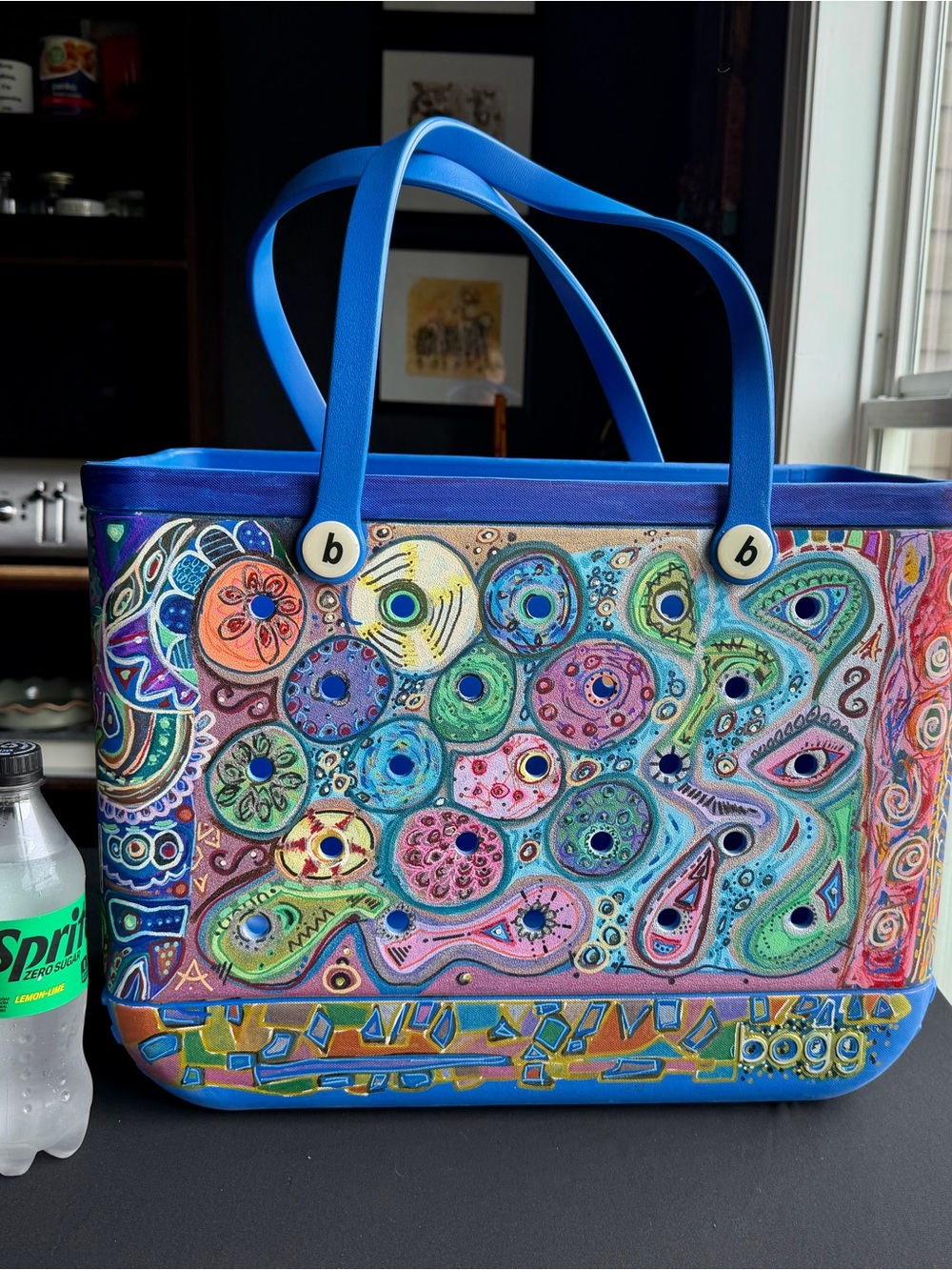 BOGG BAG Blue Multicolor Playful Abstract Tote